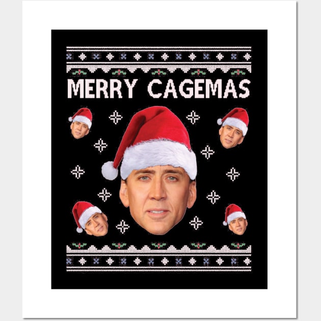 Merry Cagemas Christmas Nicolas Cage Knit Wall Art by squids_art